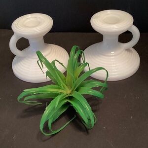 MILK GLASS ribbed candle holders… perfect shape